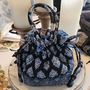 Like New Vera Bradley Blue Paisley Drawstring Bucket Bag